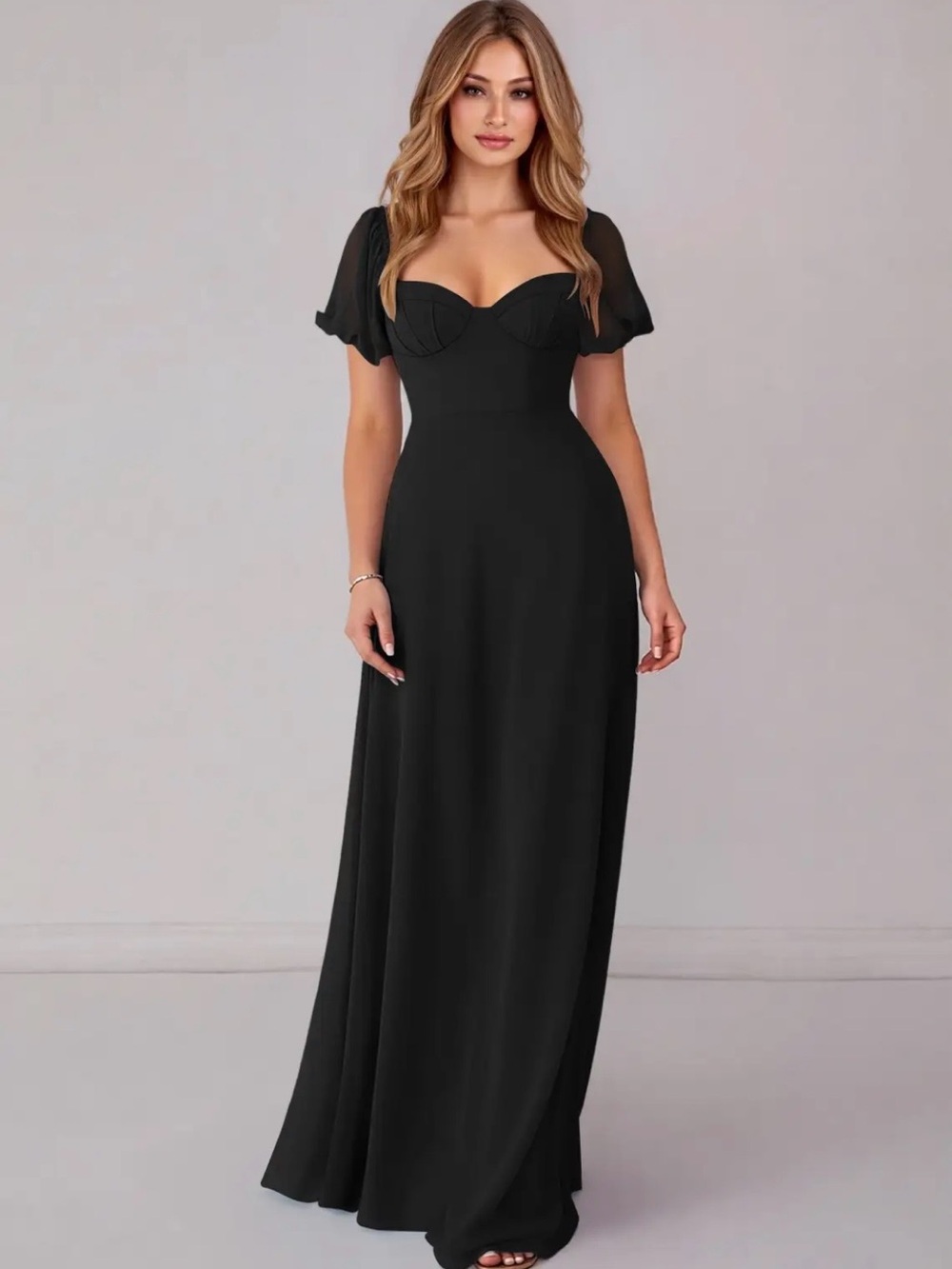 Azazie Black Sweetheart Bustier Maxi Dress